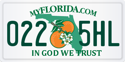 FL license plate 0225HL