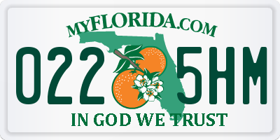 FL license plate 0225HM