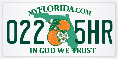 FL license plate 0225HR