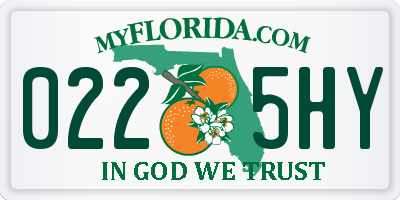 FL license plate 0225HY