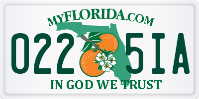 FL license plate 0225IA