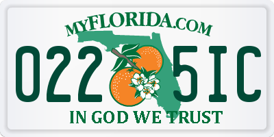 FL license plate 0225IC