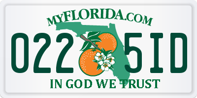 FL license plate 0225ID