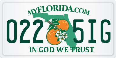 FL license plate 0225IG