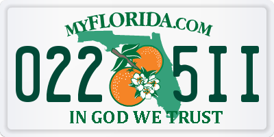 FL license plate 0225II