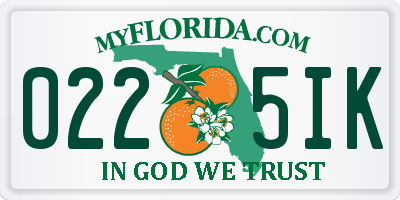 FL license plate 0225IK