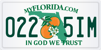 FL license plate 0225IM