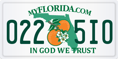 FL license plate 0225IO