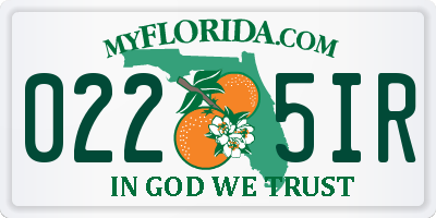 FL license plate 0225IR