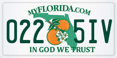 FL license plate 0225IV