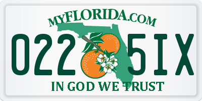 FL license plate 0225IX