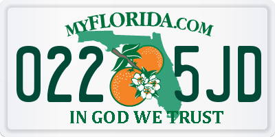 FL license plate 0225JD