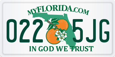 FL license plate 0225JG