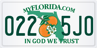 FL license plate 0225JO