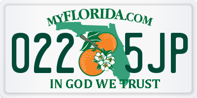 FL license plate 0225JP