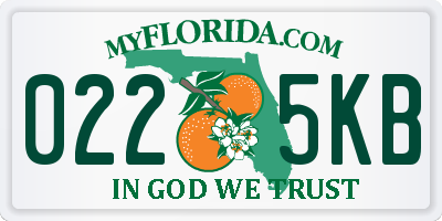 FL license plate 0225KB