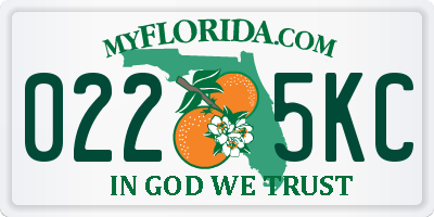 FL license plate 0225KC