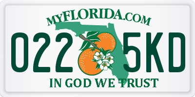 FL license plate 0225KD