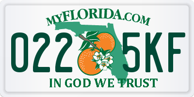 FL license plate 0225KF