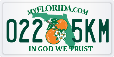 FL license plate 0225KM