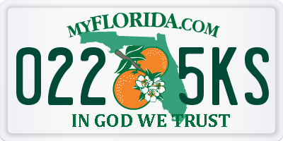 FL license plate 0225KS