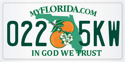 FL license plate 0225KW