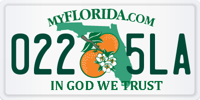FL license plate 0225LA