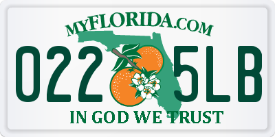 FL license plate 0225LB