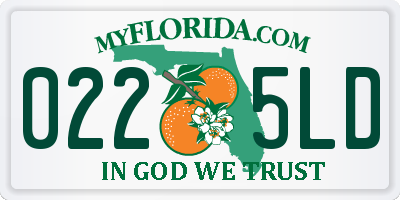 FL license plate 0225LD