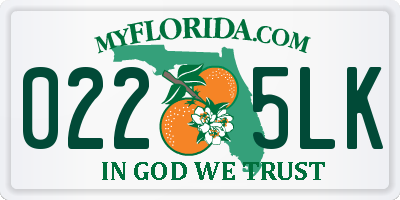 FL license plate 0225LK