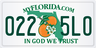 FL license plate 0225LO