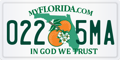 FL license plate 0225MA