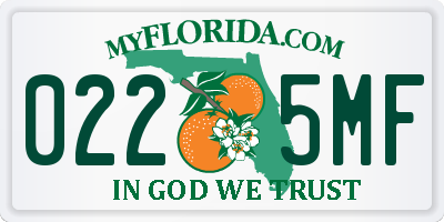 FL license plate 0225MF