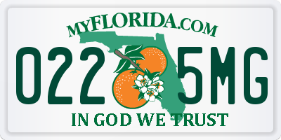 FL license plate 0225MG