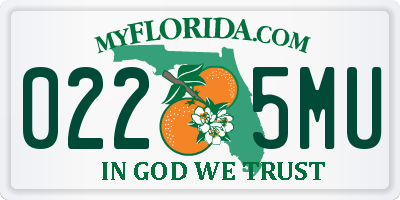 FL license plate 0225MU
