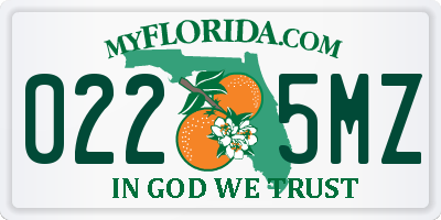 FL license plate 0225MZ