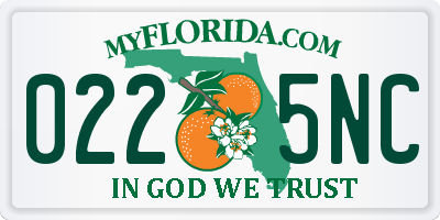 FL license plate 0225NC