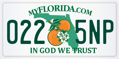 FL license plate 0225NP
