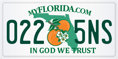 FL license plate 0225NS