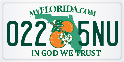 FL license plate 0225NU