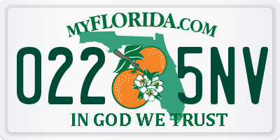 FL license plate 0225NV