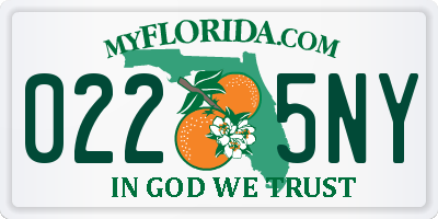 FL license plate 0225NY