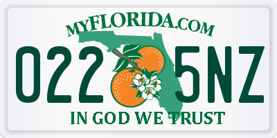 FL license plate 0225NZ