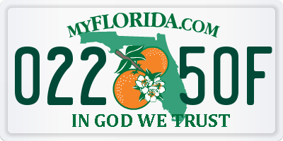 FL license plate 0225OF