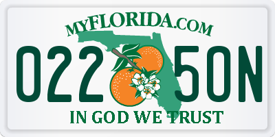 FL license plate 0225ON