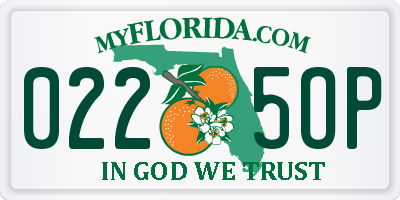 FL license plate 0225OP