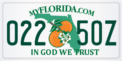 FL license plate 0225OZ