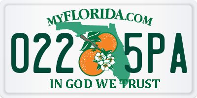 FL license plate 0225PA