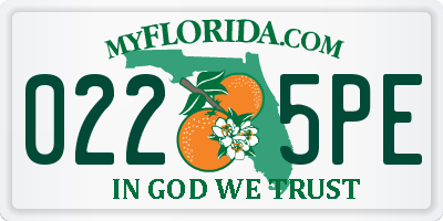 FL license plate 0225PE