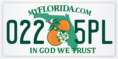 FL license plate 0225PL